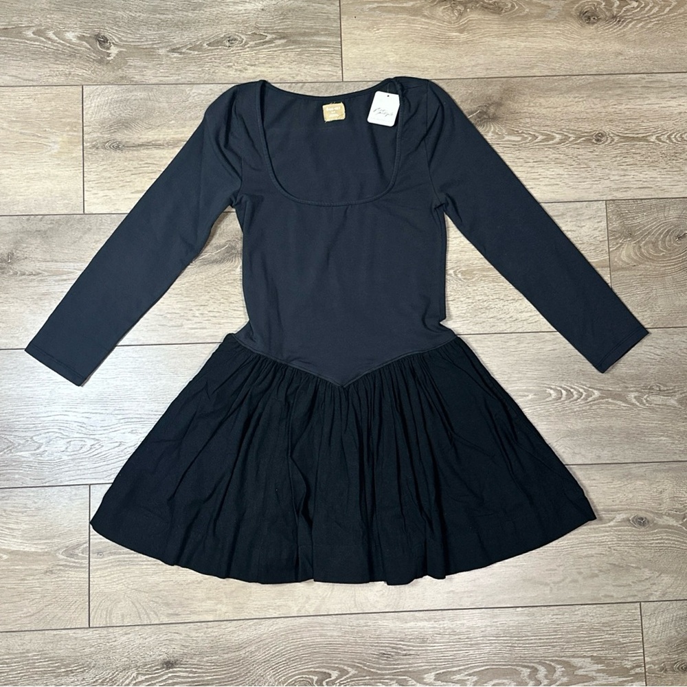 NWT Free People Free-est Onda Long Sleeve Drop Waist Mini Dress - Picture 4 of 13